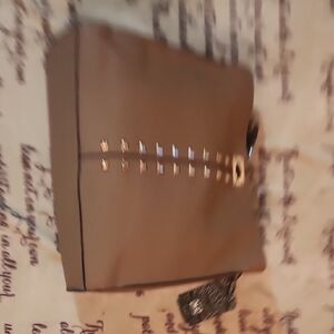 Stylish Tan Clutch with Chain Detail